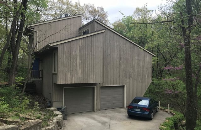 garage with old siding