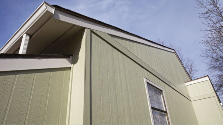 Panel siding installed on a home.