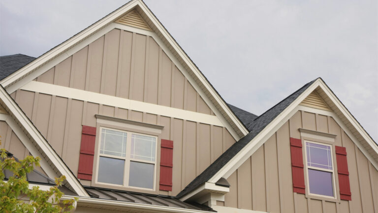 Board and batten siding installed on a home.